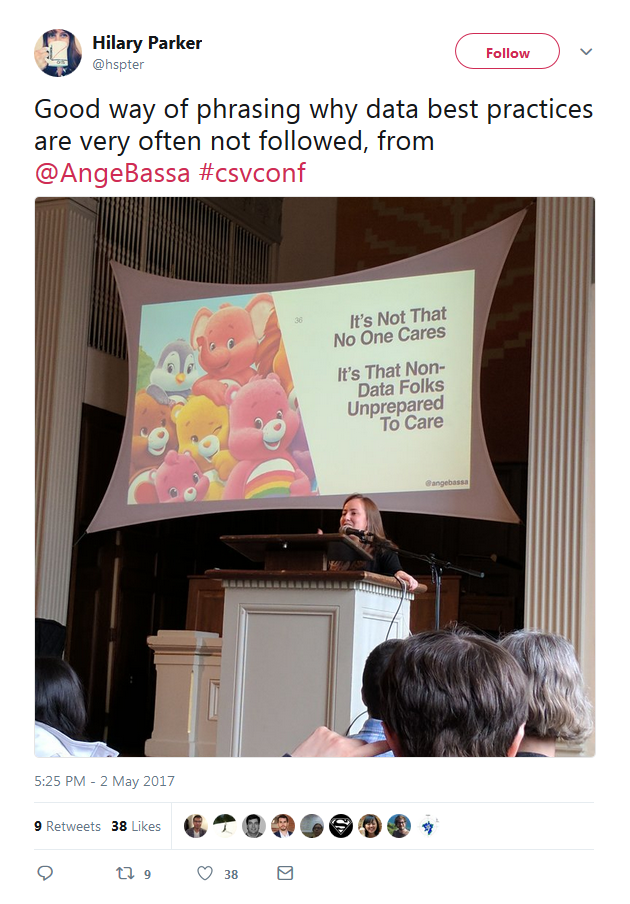 a slide by @angeBassa from CSV Conference